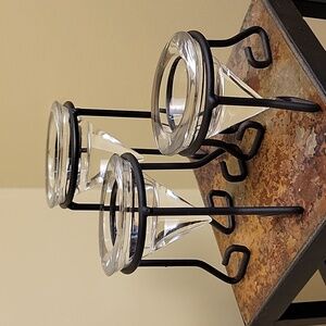 HomeTrends 3-Piece Metal & Glass Tealight Candle Holder Set (3”/4”/5”)